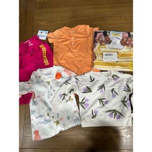 Baby Girl Clothes Lot 6M Carter's Cat‎ & Jack Bodysuit Sleepsuit Outfit